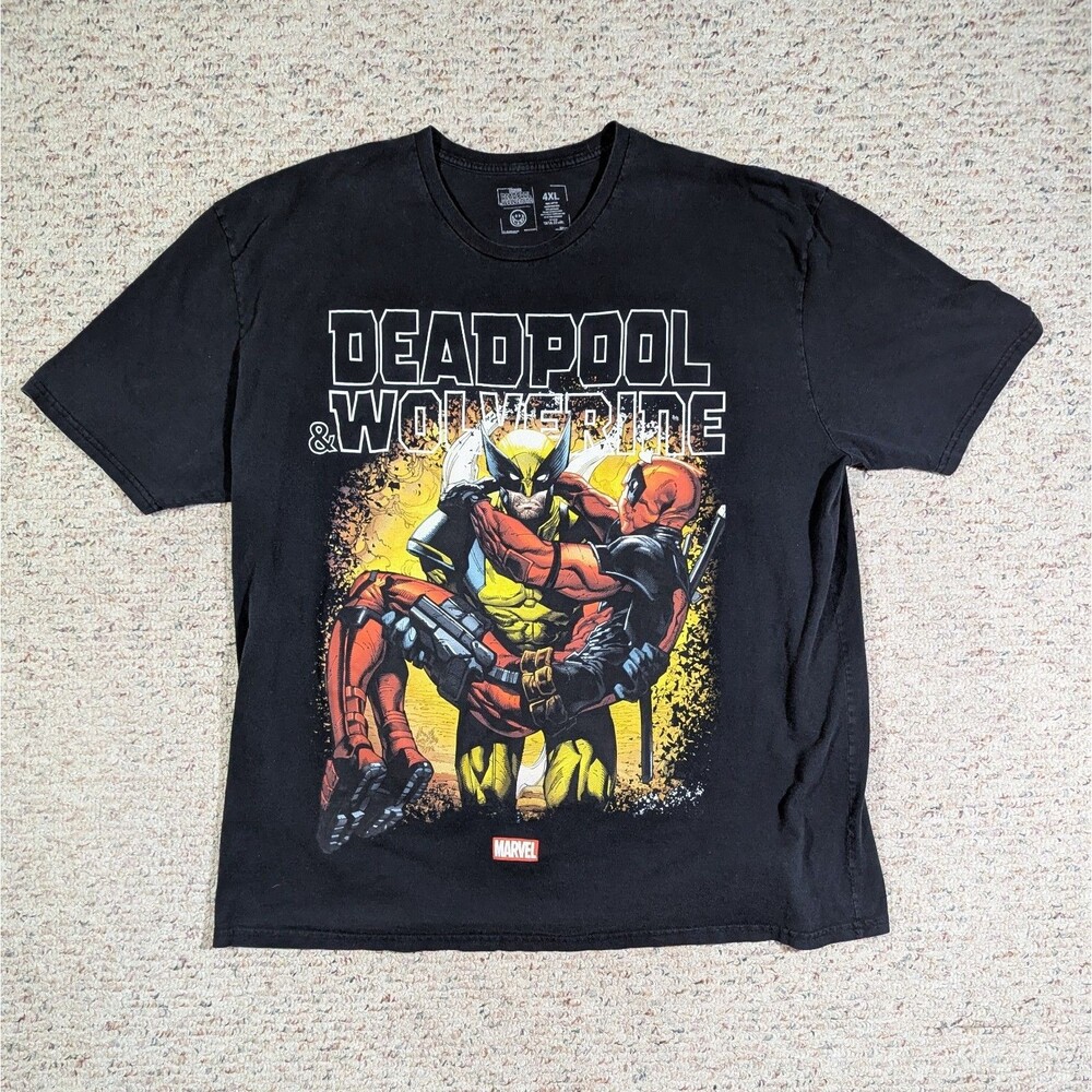 Marvel Deadpool Wolverine T-Shirt Mens 4XL Black CVLA Comic Book Movie Tee